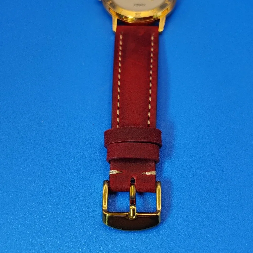 Vintage 1995 Timex Roman Numeral Mens Unisex‎ 32mm Quartz Dress Watch New Strap